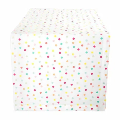 Design Imports Multi Polka Dots Print Table Runner In White