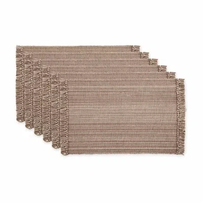 Design Imports Mushroom Variegated Fringe 6-pc. Placemat In Brown