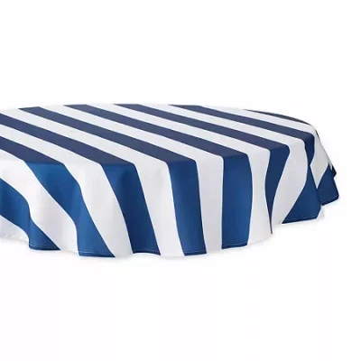 Design Imports Nautical Blue Cabana Stripe Outdoor Tablecloth