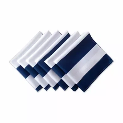 Design Imports Nautical Blue Cabana Stripe Print Outdoor 6-pc. Napkins In Multi