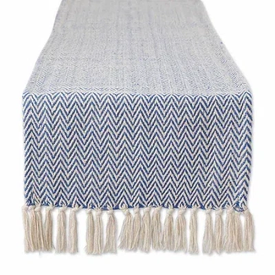 Design Imports Nautical Blue Chevron Table Runner