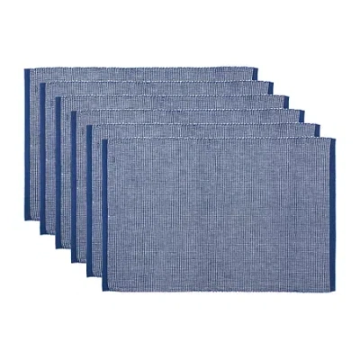 Design Imports Navy & White 2-tone Ribbed 6-pc. Placemats In Blue