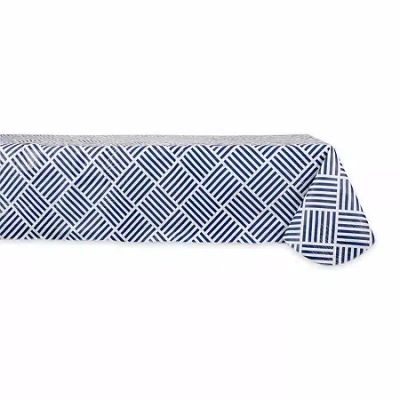 Design Imports Navy Grid Vinyl Tablecloth In Blue