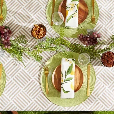 Design Imports Navy Grid Vinyl Tablecloth In Multi