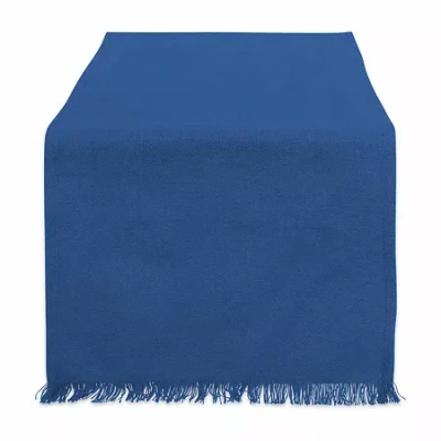 Design Imports Navy Solid Heavyweight Fringed Table Runner In Blue