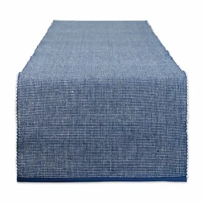 Design Imports Navy/white 2-tone Ribbed Table Runner In Blue