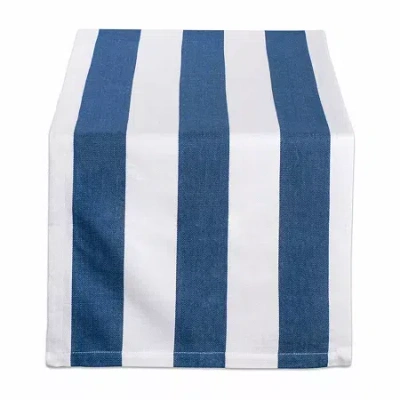 Design Imports Navy/white Dobby Stripe Table Runner In Blue