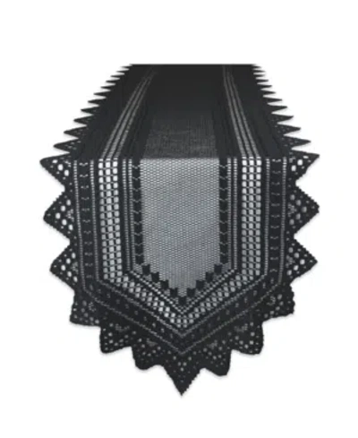 Design Imports Nordic Lace Table Runner 14" X 72" In Black