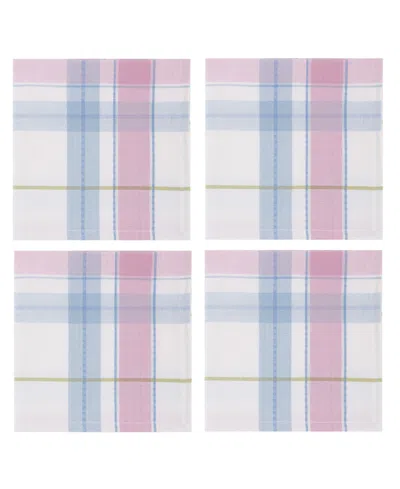 Design Imports Oh Hoppy Day Plaid Cotton Napkins, Set Of 4 In Blue