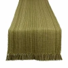 Design Imports Olive Green Variegated Fringe Table Runner In Green