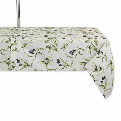 Design Imports Olives Print Outdoor With Zipper Tablecloth In Green