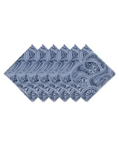 Design Imports Paisley Print Outdoor Napkin, Set Of 6 In Blue