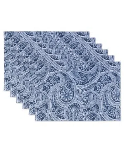 Design Imports Paisley Print Outdoor Placemat, Set Of 6 In Blue