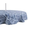 Design Imports Paisley Print Outdoor Tablecloth With Zipper, 60 Round In Blue