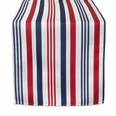 Design Imports Patriotic Stripe Outdoor Table Runner In White