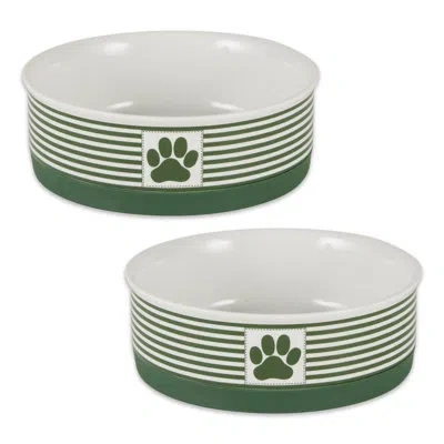 Design Imports Paw Patch Stripe Bowl In Hunter Green