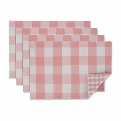 Design Imports Pink/white Reversible Gingham/buffalo Check 4-pc. Placemats