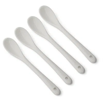 Design Imports Porcelain Egg Spoon Set Of 4 In Silver
