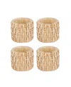 Design Imports Rattan Napkin Ring, Set Of 4 In Brown