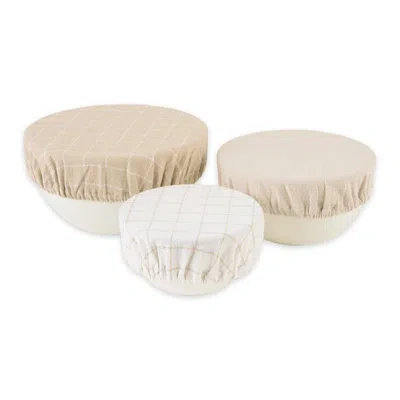 Design Imports Reusable Cotton Dish Covers Set/3, Clover In Gray