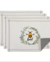 Design Imports Bee Kind Reversible Embellished Placemat, Set Of 4 In Bee Kind Gingham