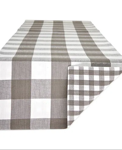 Design Imports Reversible Gingham-buffalo Table Runner, 14" X 72" In Gray