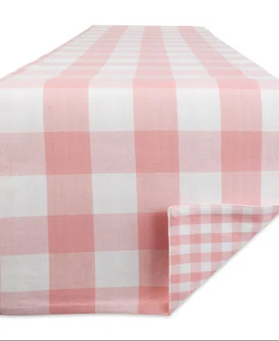 Design Imports Reversible Gingham-buffalo Table Runner, 14" X 72" In Pink
