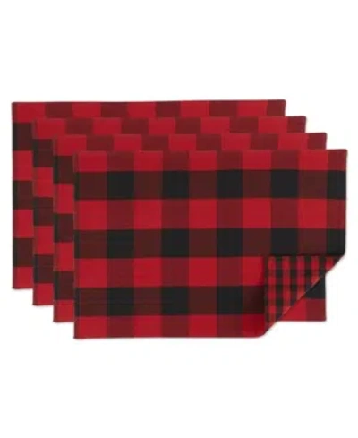 Design Imports Design Import Reversible Gingham - Buffalo Check Placemat Set In Red