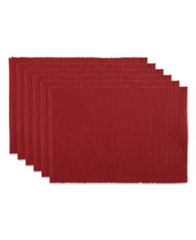 Design Imports Ribbed Placemat, Set Of 6 In Red