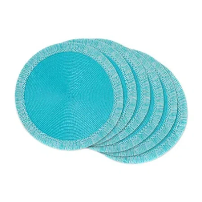 Design Imports Round 6-pc. Fringed Placemat In Blue