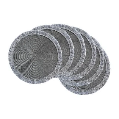 Design Imports Round 6-pc. Fringed Placemat In Gray