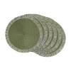 Design Imports Round 6-pc. Fringed Placemat In Green