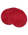 Design Imports Round Polypropylene Woven Placemat, Set Of 6 In Red