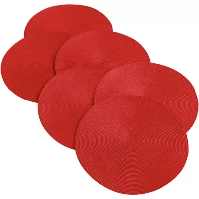Design Imports Round Woven 6-pc. Placemat In Red