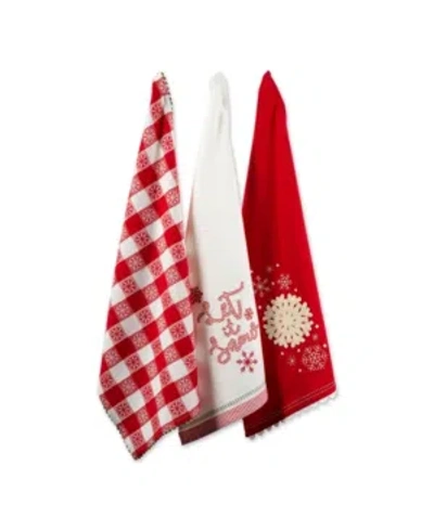 Design Imports Santa Chef Clause Kitchen, Let It Snow Dishtowel, Set Of 3 In Multicolor