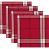 Design Imports Seligh Bells Plaid 4-piece Napkin Set In Red