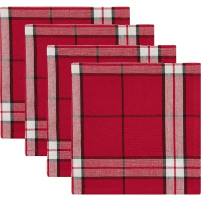 Design Imports Seligh Bells Plaid 4-piece Napkin Set In Red