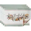 Design Imports Set Of 4 Thankful Reversible Embroidered Cotton Placemats In Multi