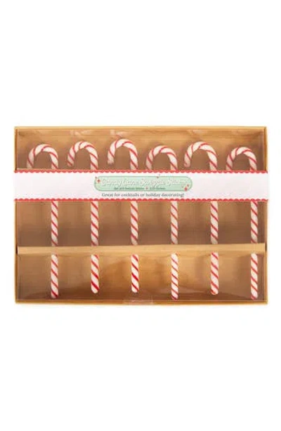 Design Imports Set Of 6 Candy Cane Swizzle Sticks In White
