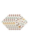 Design Imports Set Of 6 Falling Leaves Print Cotton Napkins In White
