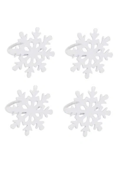 Design Imports Snowflake Set Of 4 Napkin Rings In White