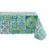 Design Imports Spanish Tile Vinyl Tablecloths In Blue