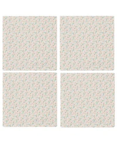 Design Imports Spring Blossom Printed Cotton Napkins, Set Of 4 In Off White
