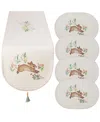 Design Imports Spring Bunny Embellished Cotton Table Runner And Placemats Set In Off White