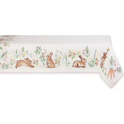 Design Imports Spring Bunny Hop Tablecloth In White