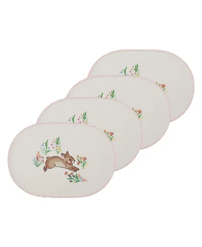 Design Imports Spring Bunny Printed Cotton Placemats, Set Of 4 In Off White