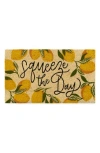 Design Imports Squeeze The Day Coir Doormat In Yellow