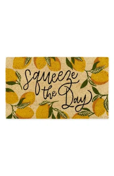 Design Imports Squeeze The Day Coir Doormat In Yellow