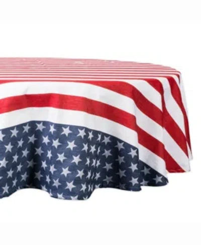 Design Imports Stars And Stripes Table Cloth 70" Round In Red