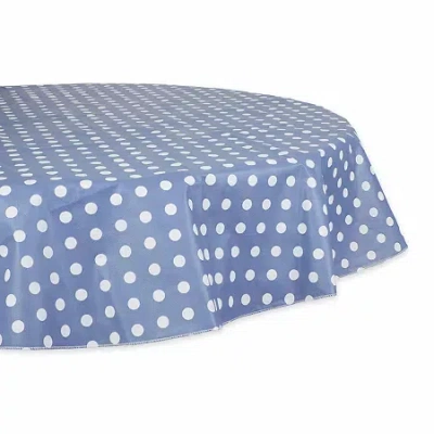 Design Imports Stonewash Blue Polka Dot Vinyl Tablecloth